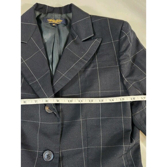 Brooks Brothers Women's Black Blazer White Windowpane Plaid 100% Wool 8P - Picture 7 of 9